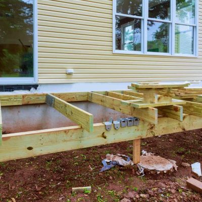 Repair and replacement of wooden deck or patio with modern material installation new home