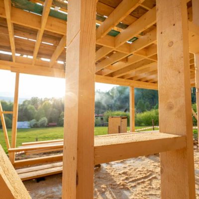 Wooden house under construction